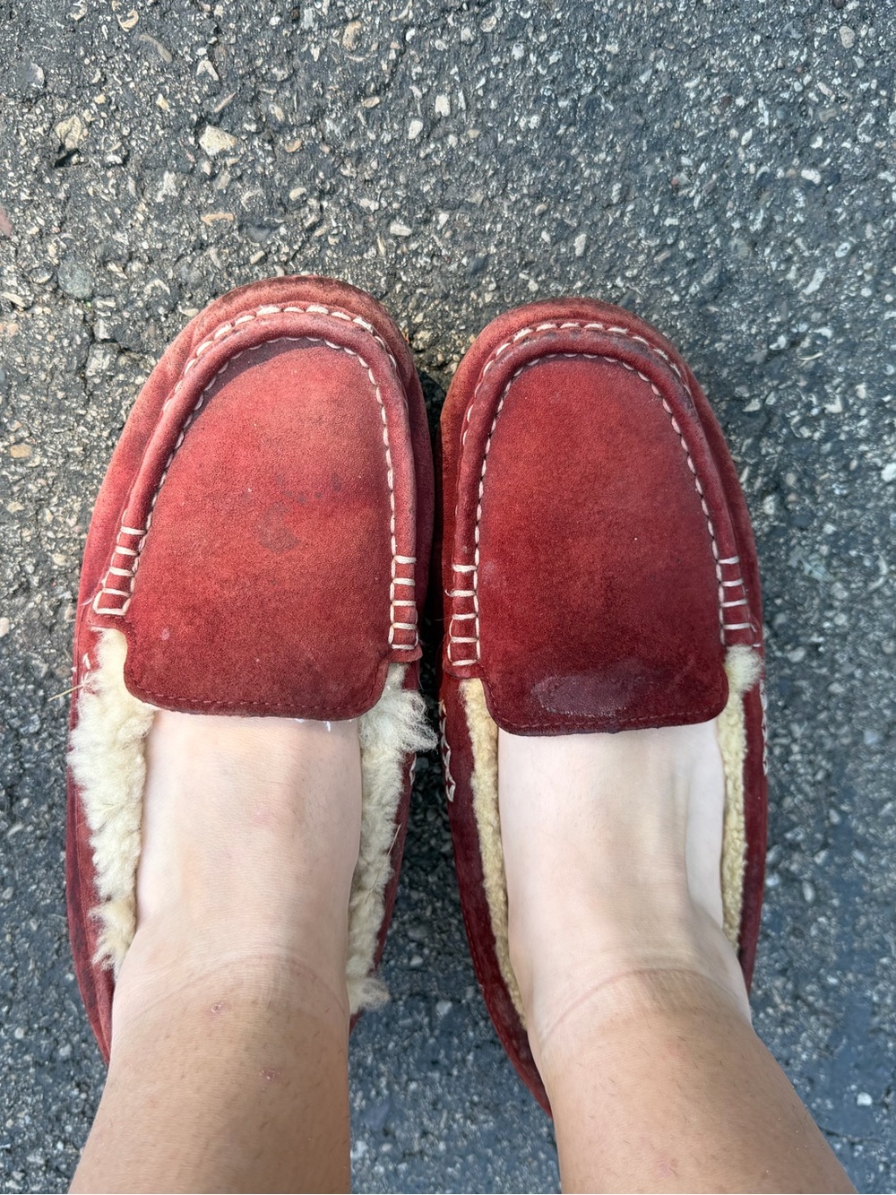 Well loved Ugg moccasin slippers
